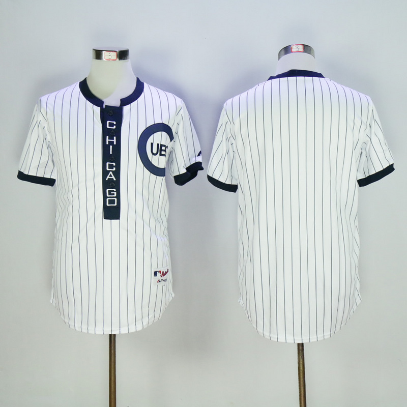 Men Chicago Cubs Blank White Throwback 1909 MLB Jerseys